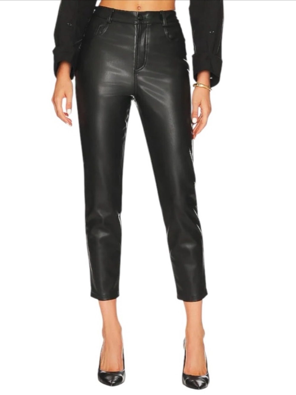NWT LBLC The Label Robin Faux Leather Cropped Pants XS Black Vegan